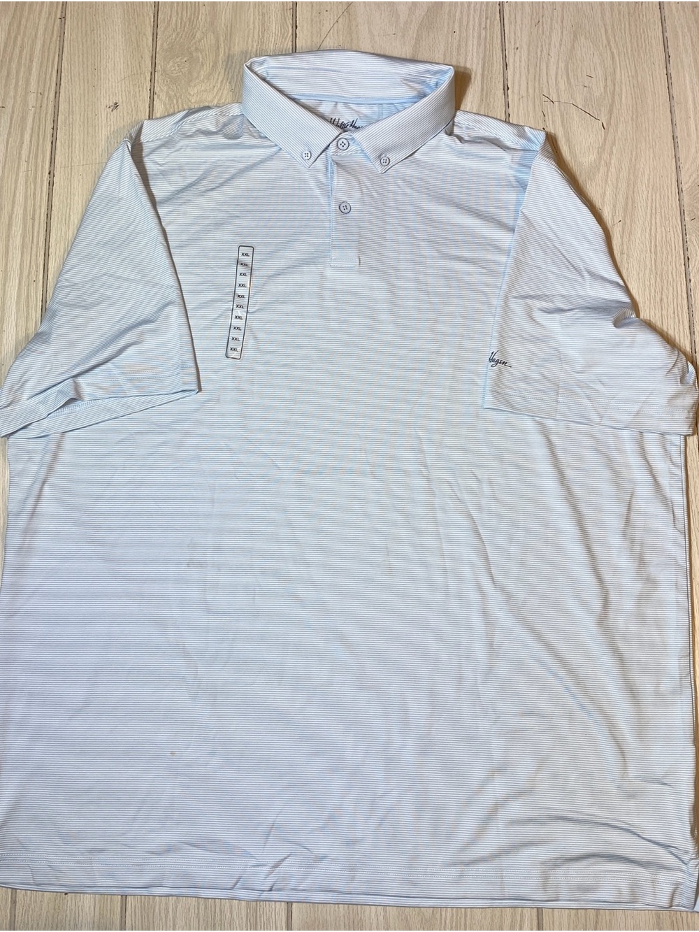 Walter Hagen Performance 11 Golf Polo Shirt Men XXL Light Blue White Striped New